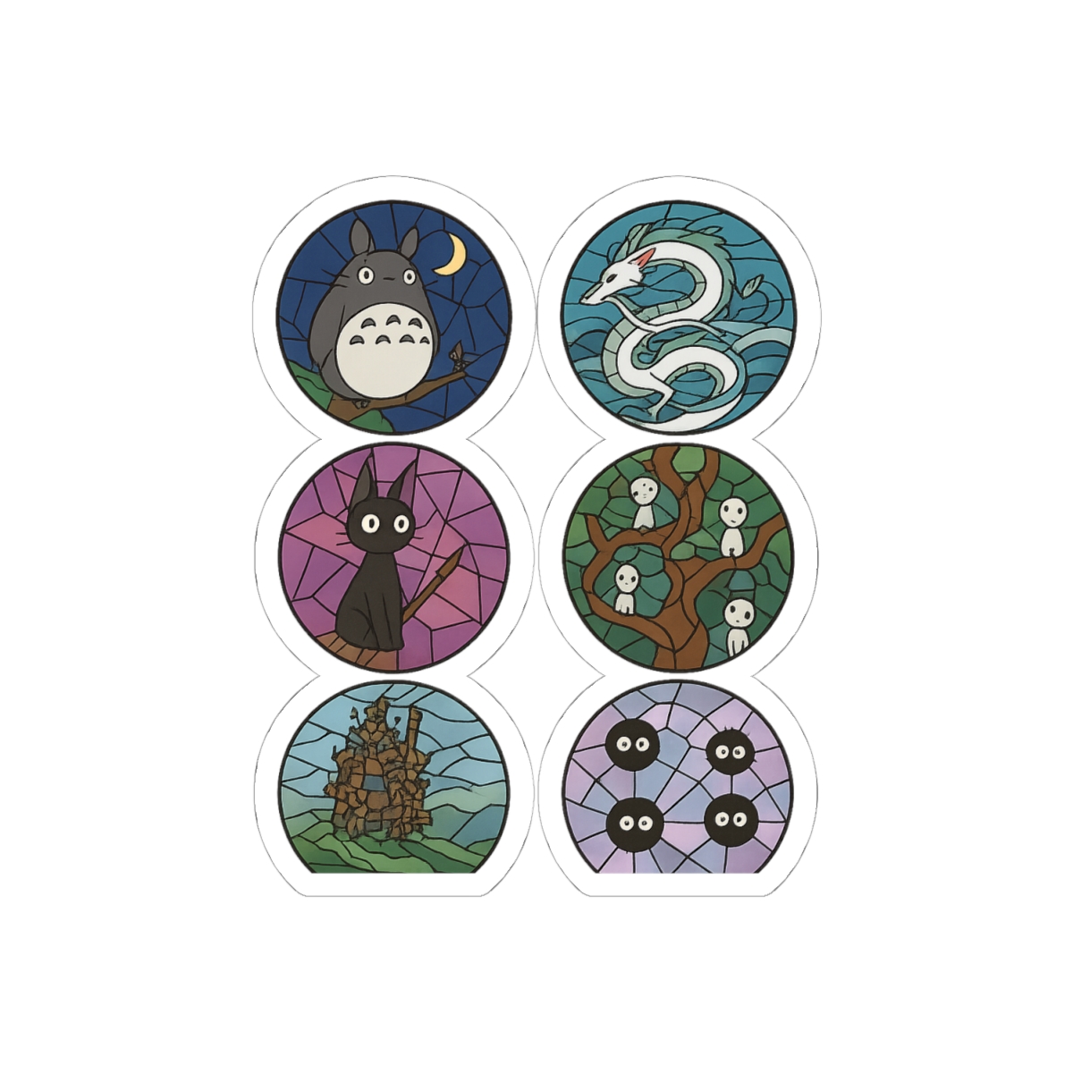 Studio Ghibli Stained Glass Sticker Pack - alternate angle 1, merchandise