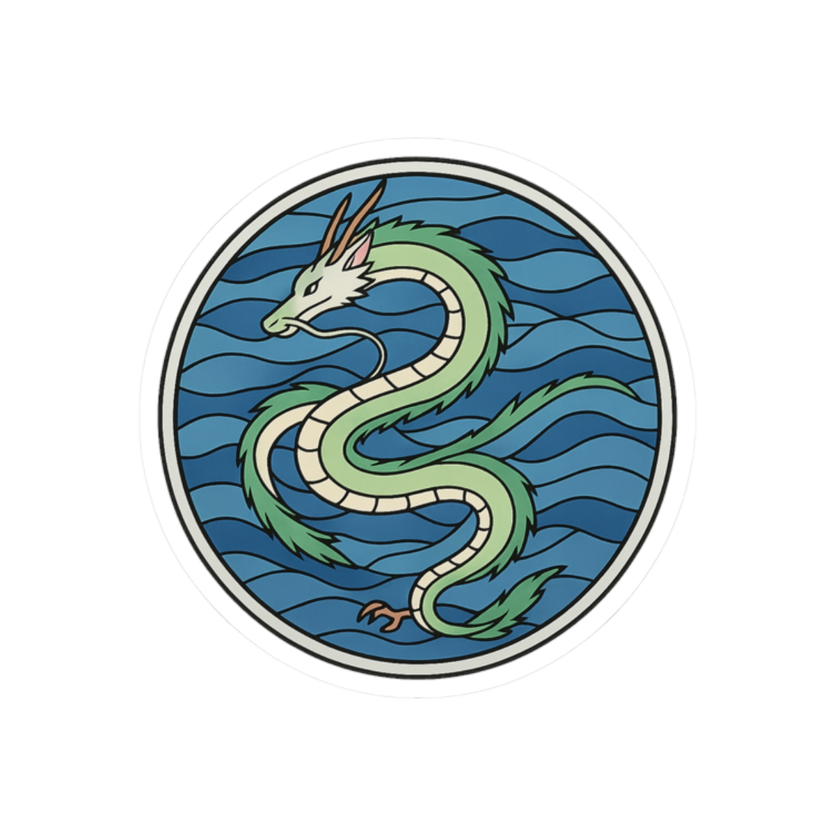 Stained Glass Haku Dragon Sticker | Whimsical Vinyl Decal - alternate angle 3, merchandise