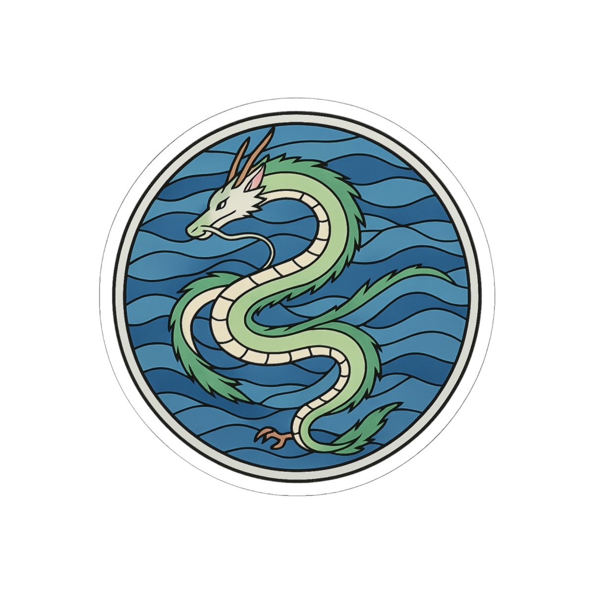 Stained Glass Haku Dragon Sticker | Whimsical Vinyl Decal - alternate angle 2, merchandise
