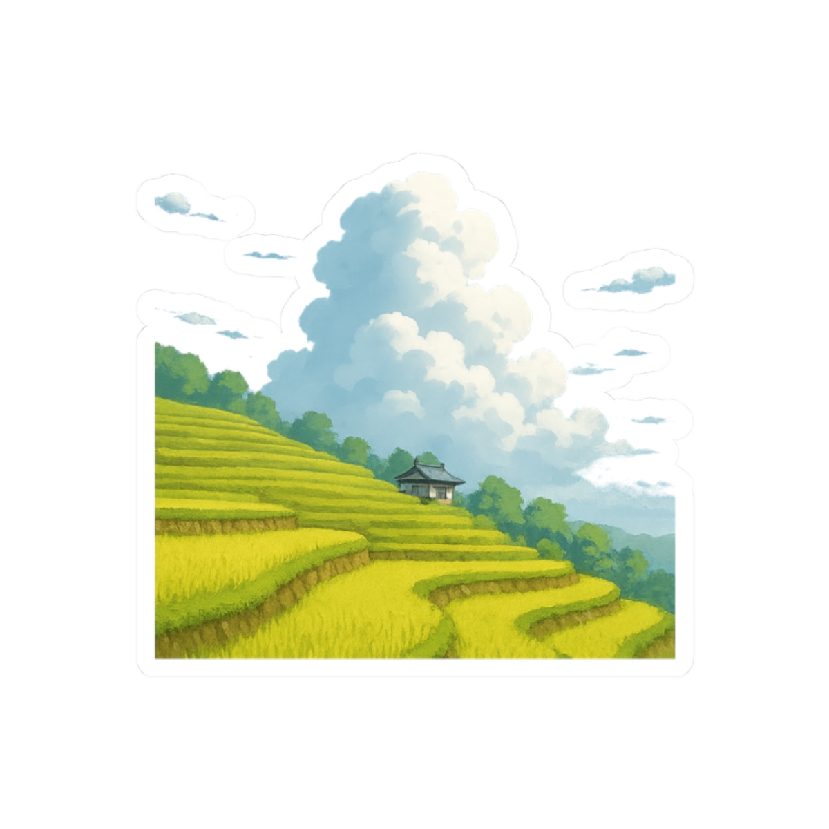 Studio Ghibli Style Landscape Sticker | Whimsical Vinyl Decal - alternate angle 3, merchandise