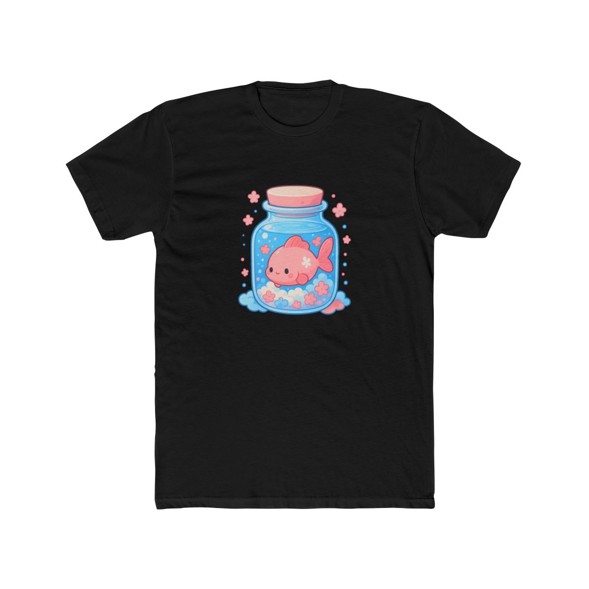 Kawaii Anime Fish in Glass Jar T-Shirt - alternate angle 3, merchandise