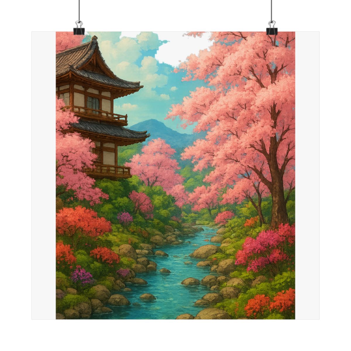 Studio Ghibli Cherry Blossom Garden Enchanting Poster - Official Posters & Wall Art merchandise