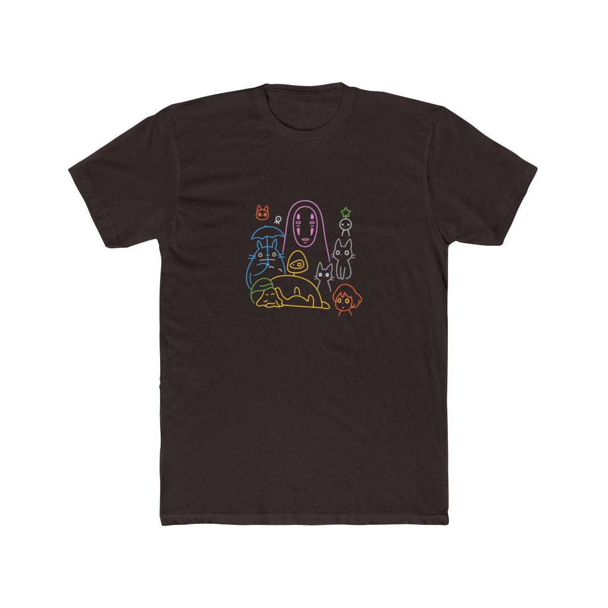 Studio Ghibli Characters Colorful Outline T Shirt - alternate angle 5, merchandise