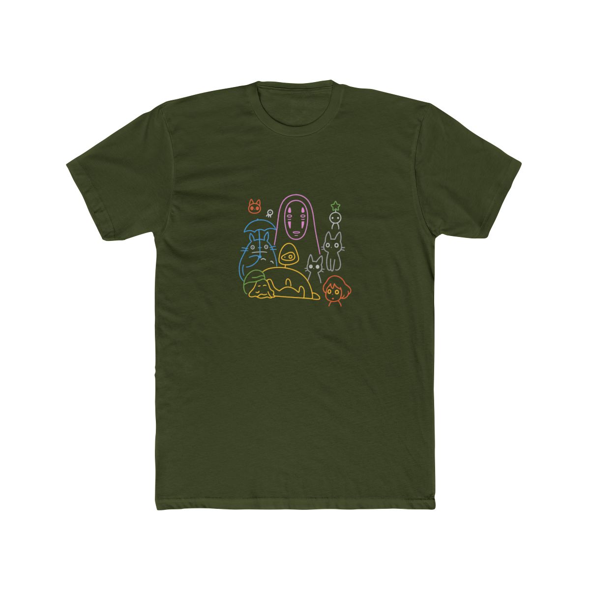 Studio Ghibli Characters Colorful Outline T Shirt - alternate angle 2, merchandise