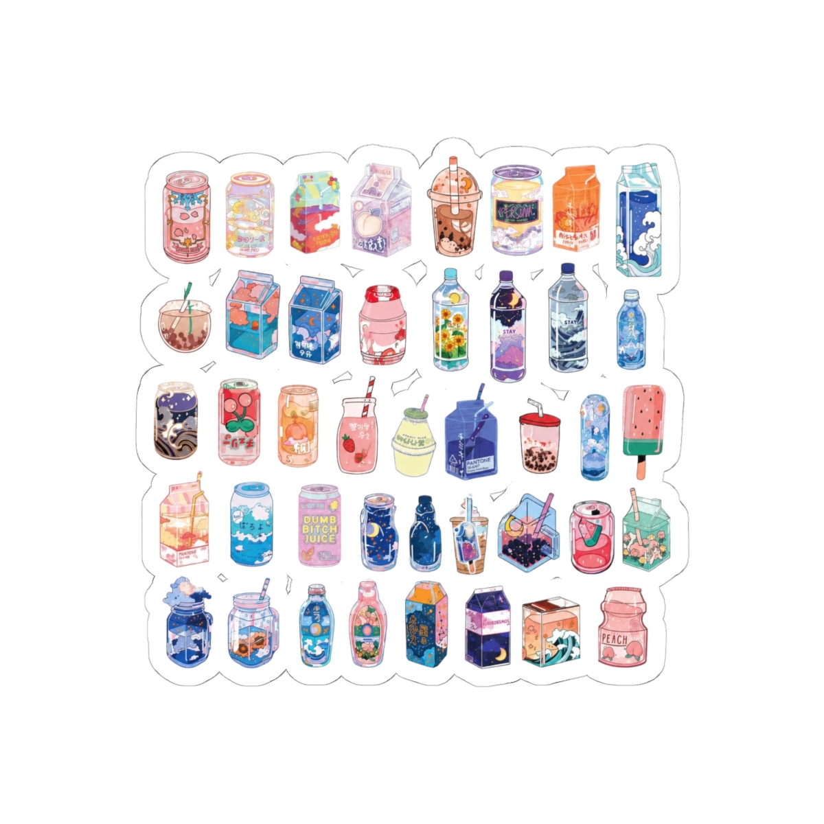 Studio Ghibli Style Lofi Drink Stickers - alternate angle 1, merchandise