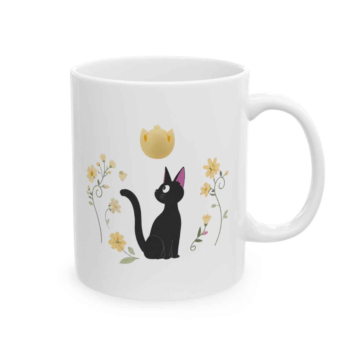 Studio Ghibli® Kiki's Delivery Service Jiji Flowers Glass Mug