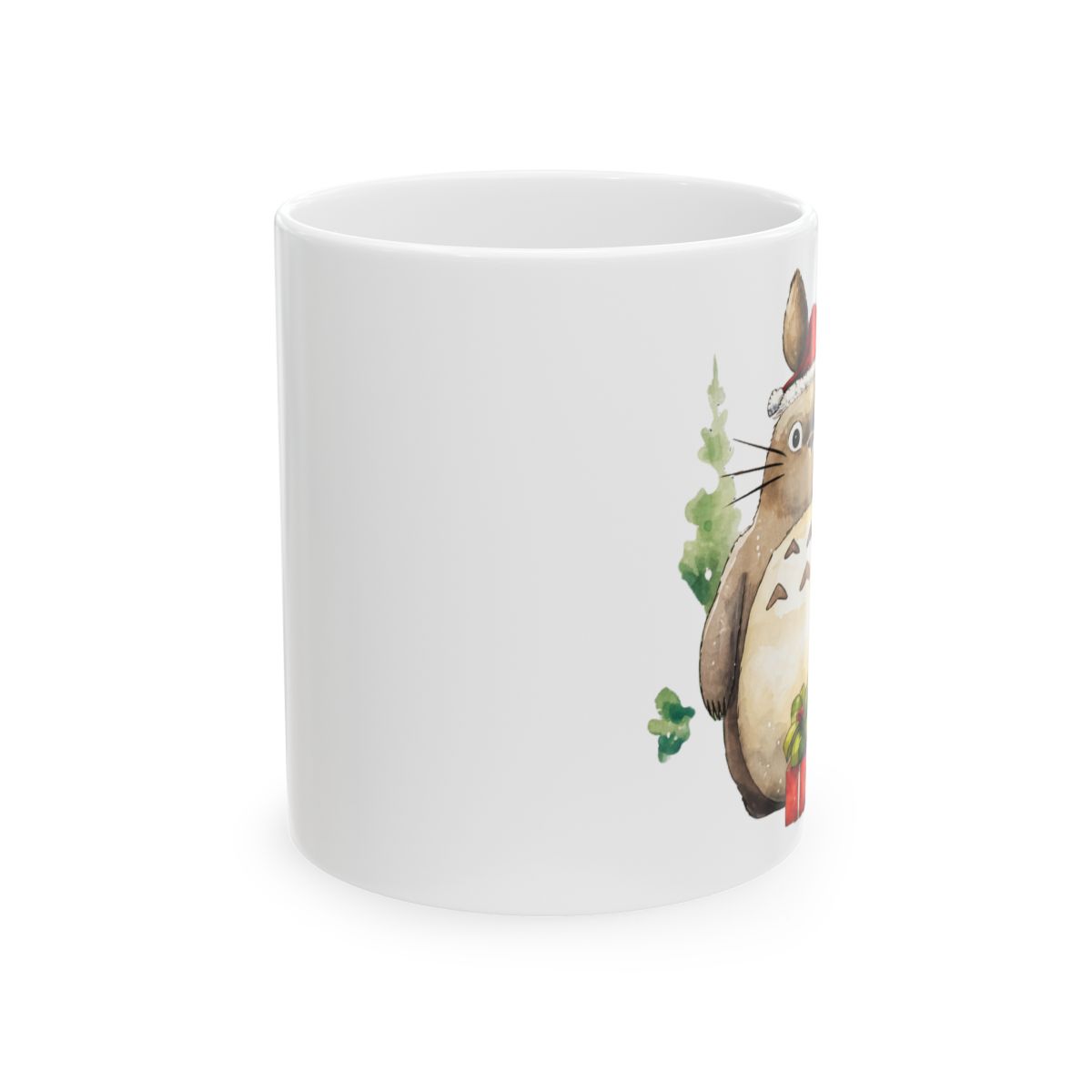 Totoro Christmas Watercolour Mug - Studio Ghibli Inspired Gift - alternate angle 1, merchandise